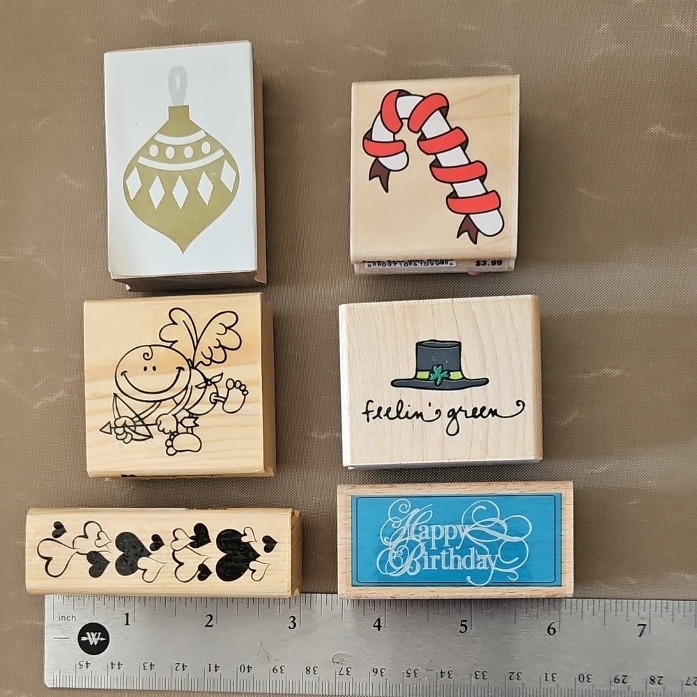 Set of Holiday Rubber Stamps